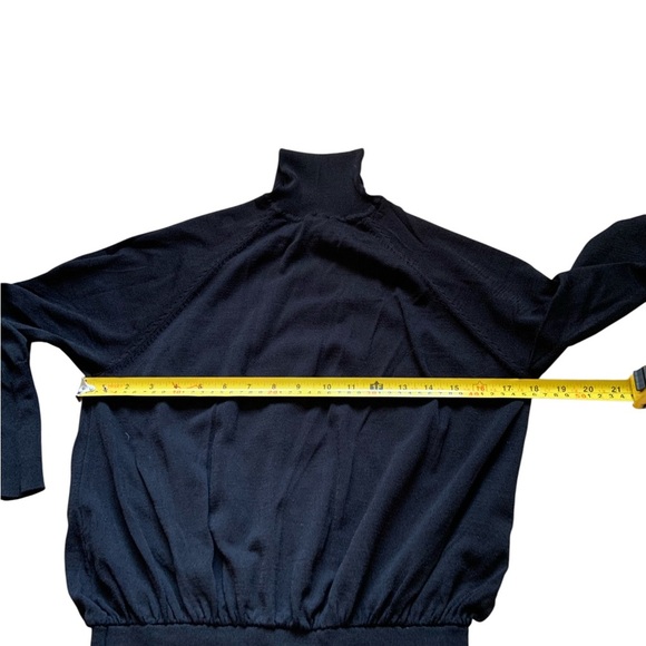 Zara Black Bodycon Dress Fitted Knit Midi Long Sleeve Small - Picture 2 of 9